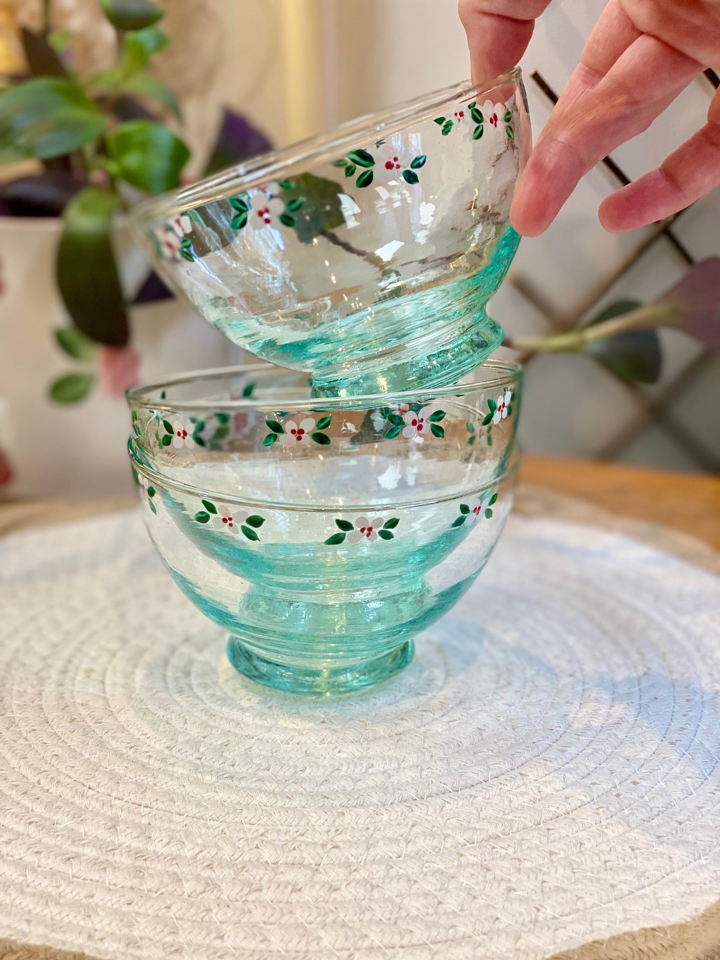 Bol Verre - Fleurs roses