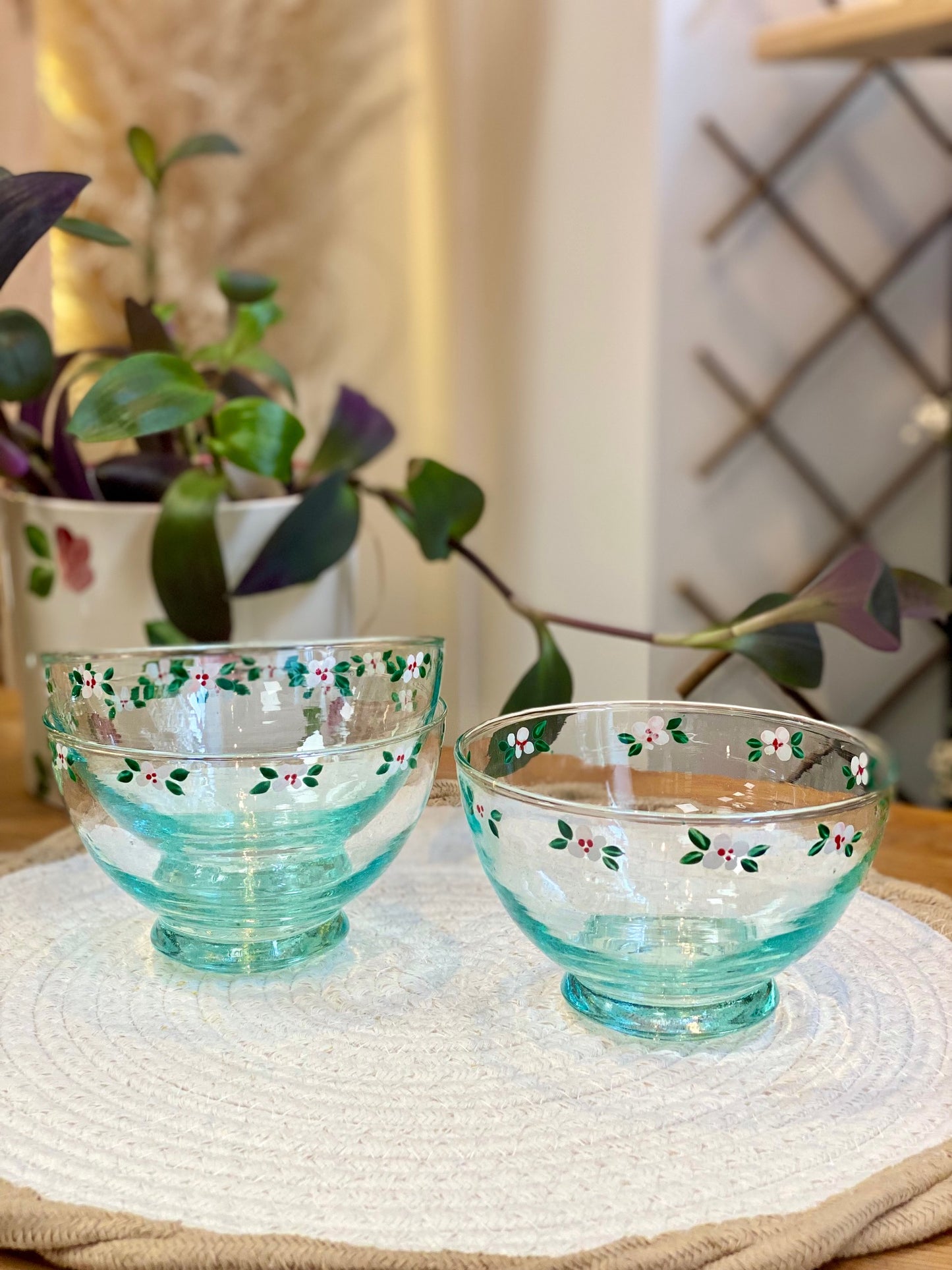 Bol Verre - Fleurs roses