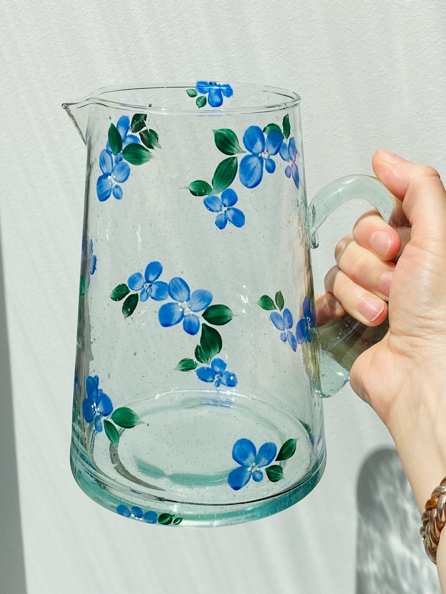 Carafe Verre - Fleurs bleues