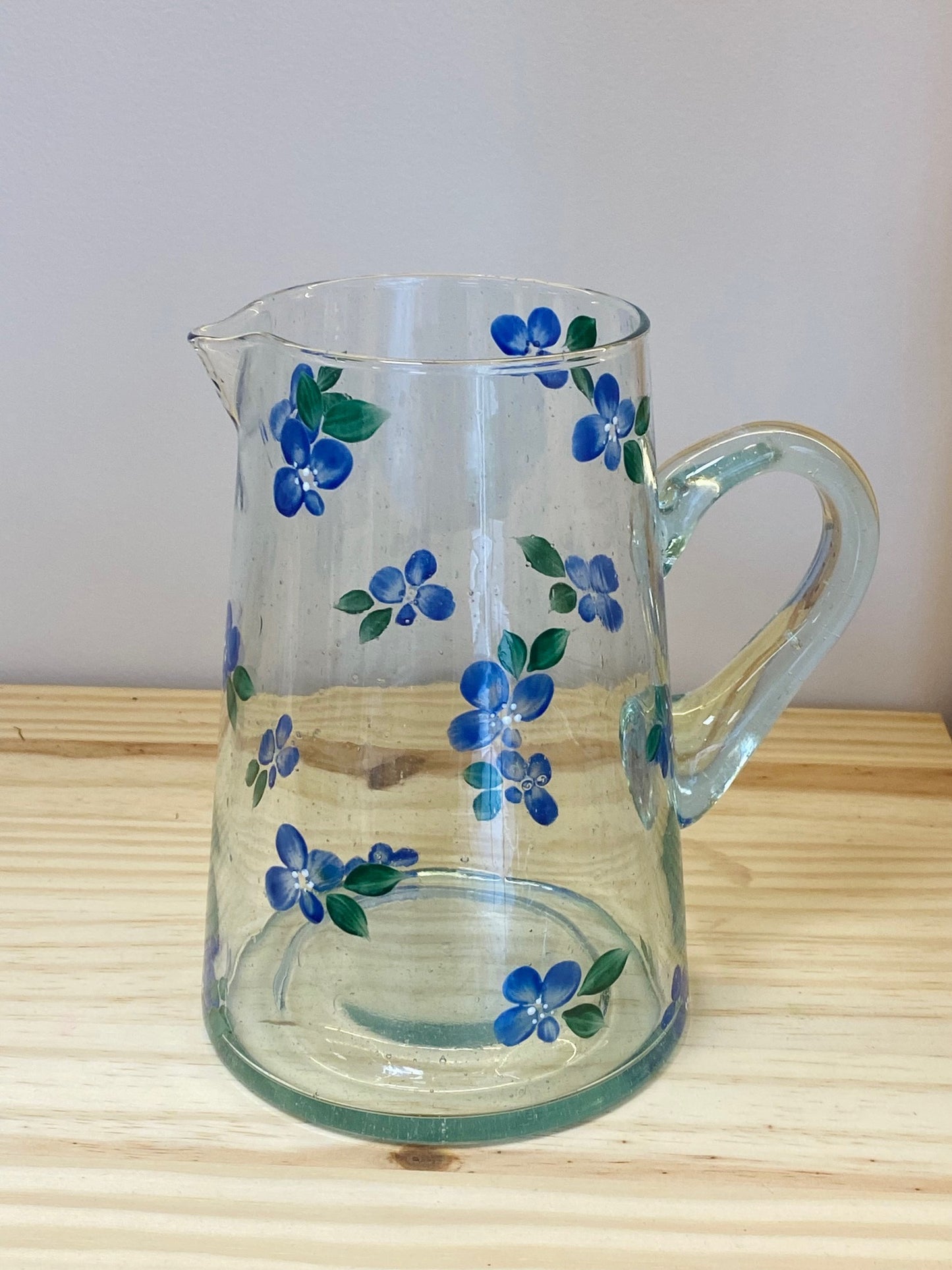 Carafe Verre - Fleurs bleues