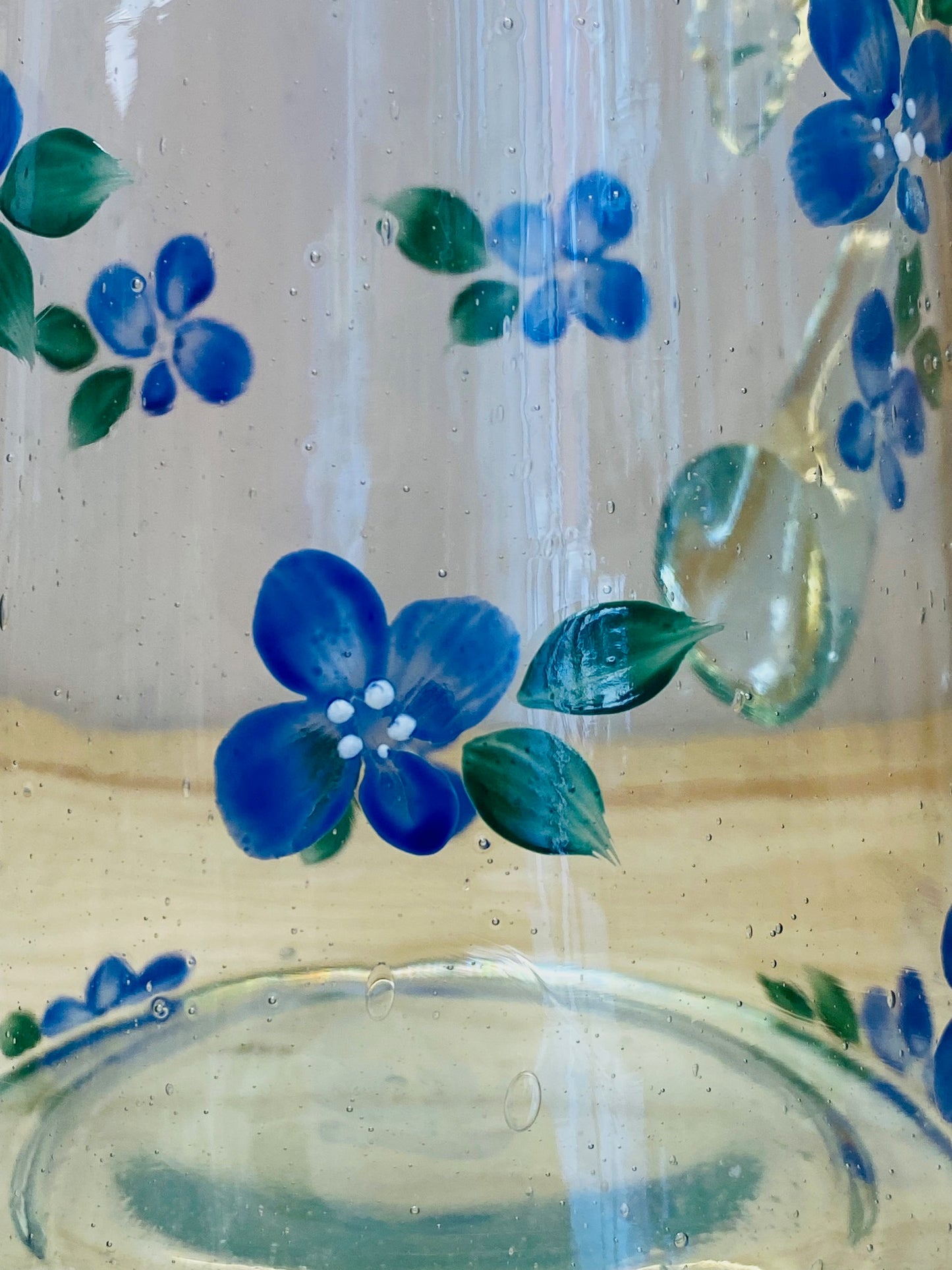 Carafe Verre - Fleurs bleues
