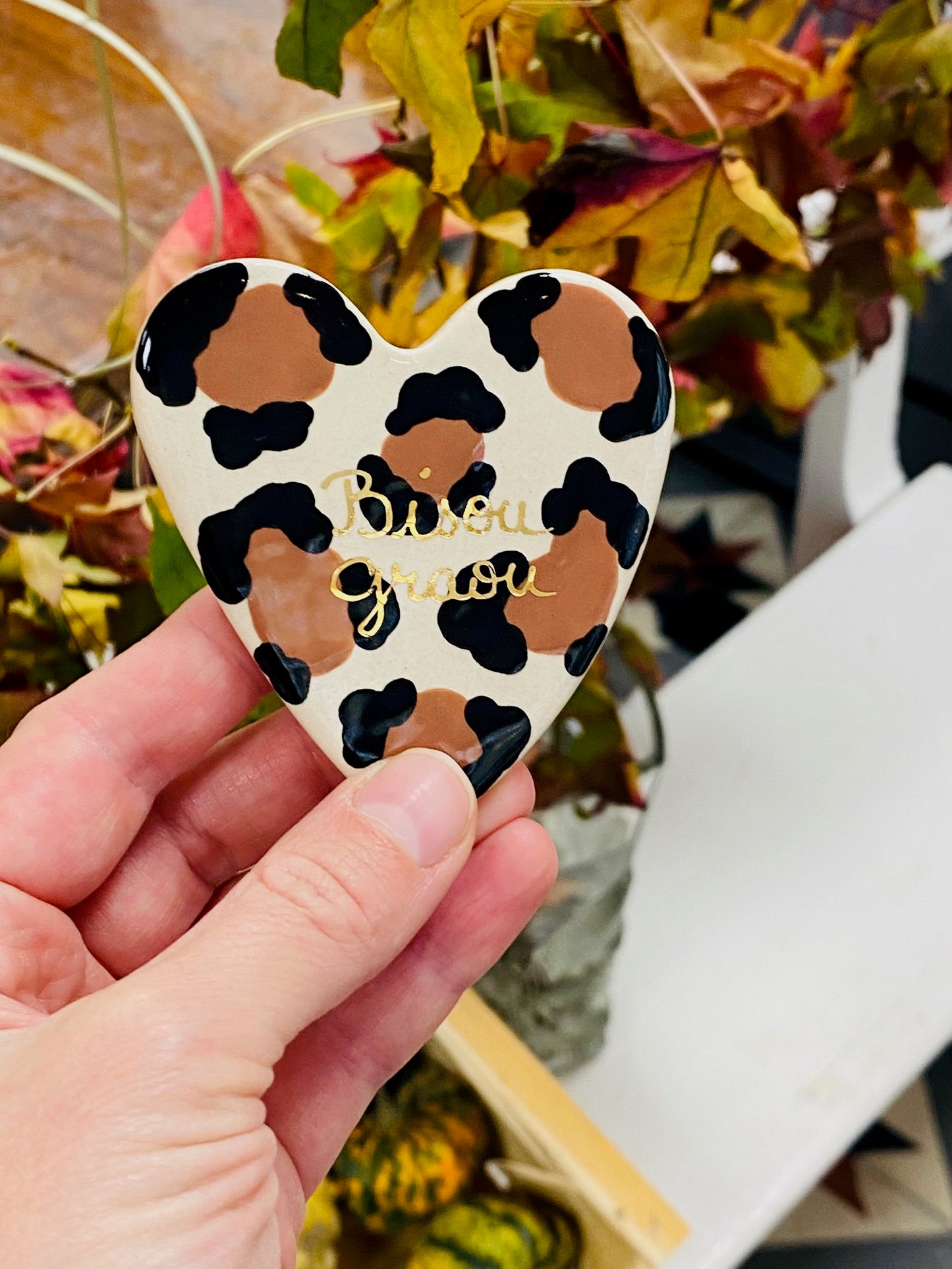 Aimant Coeur Léopard - Bisou Graou