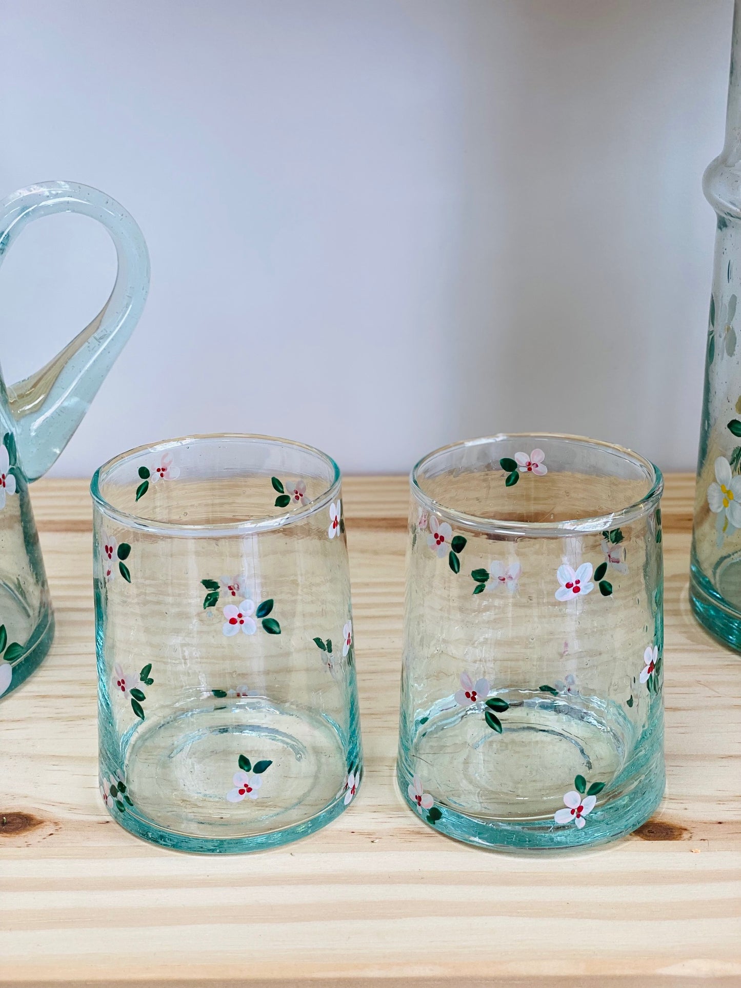 Verre - Fleurs roses