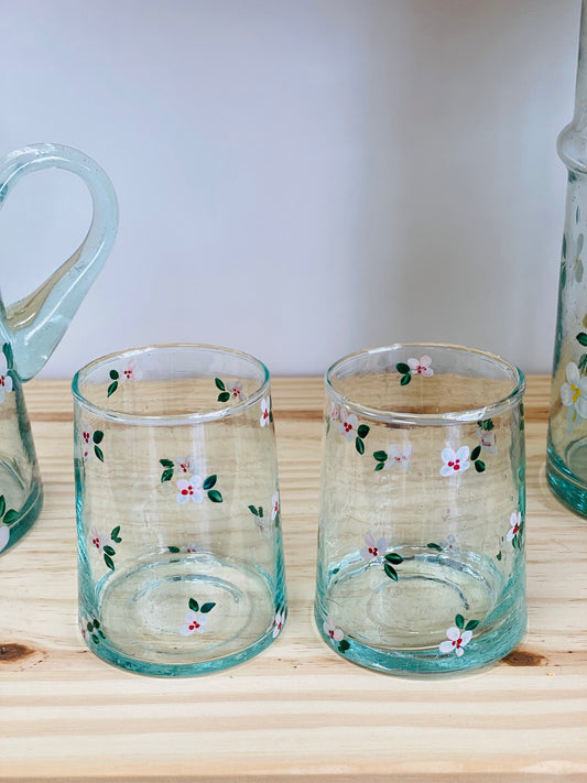 Verre - Fleurs roses