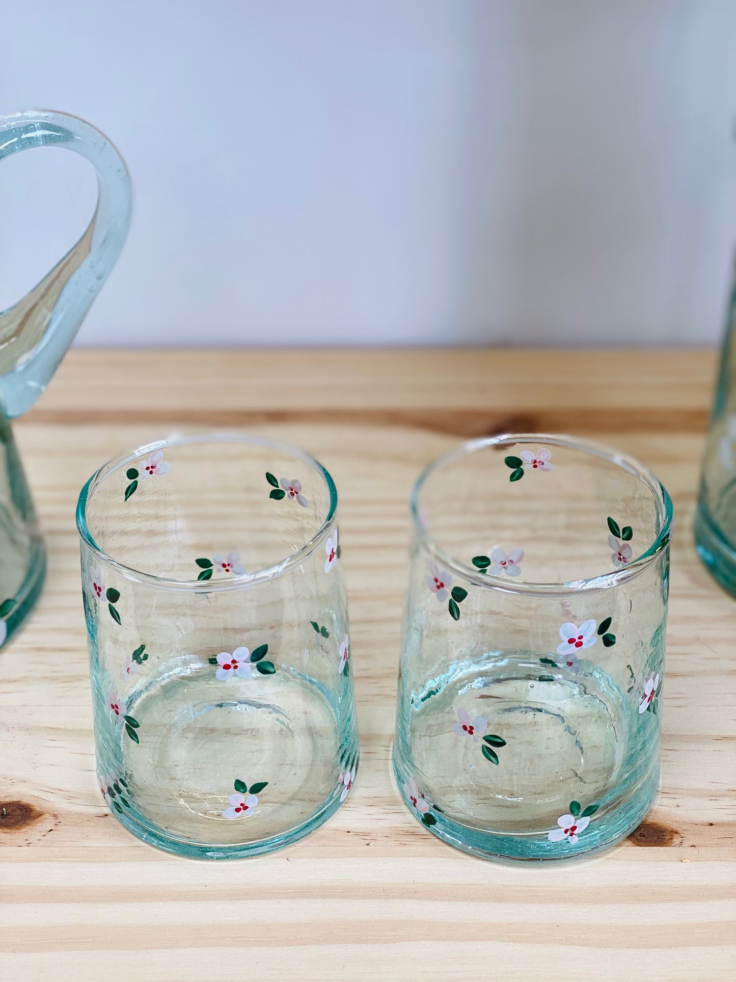 Verre - Fleurs roses