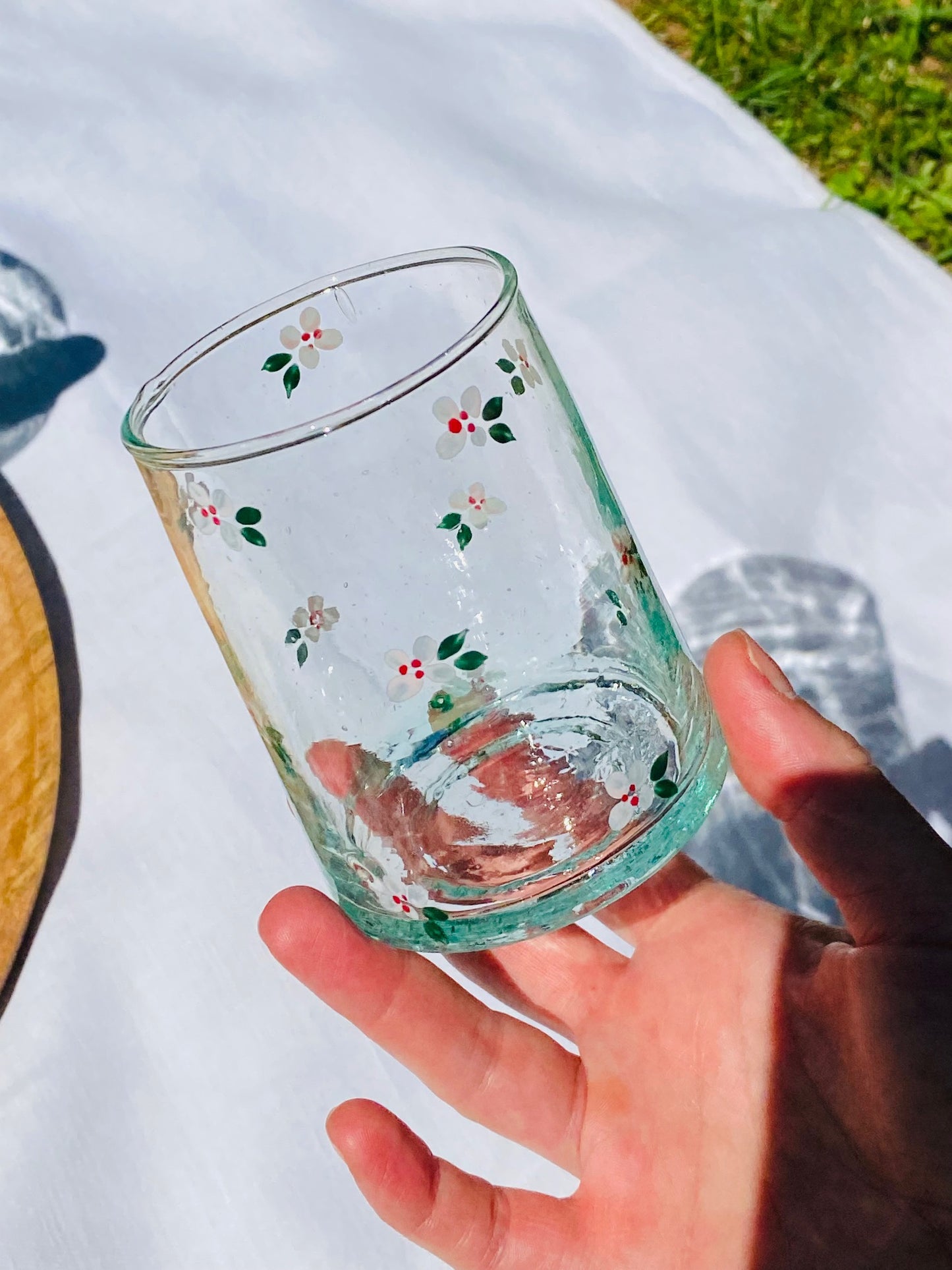 Verre - Fleurs roses