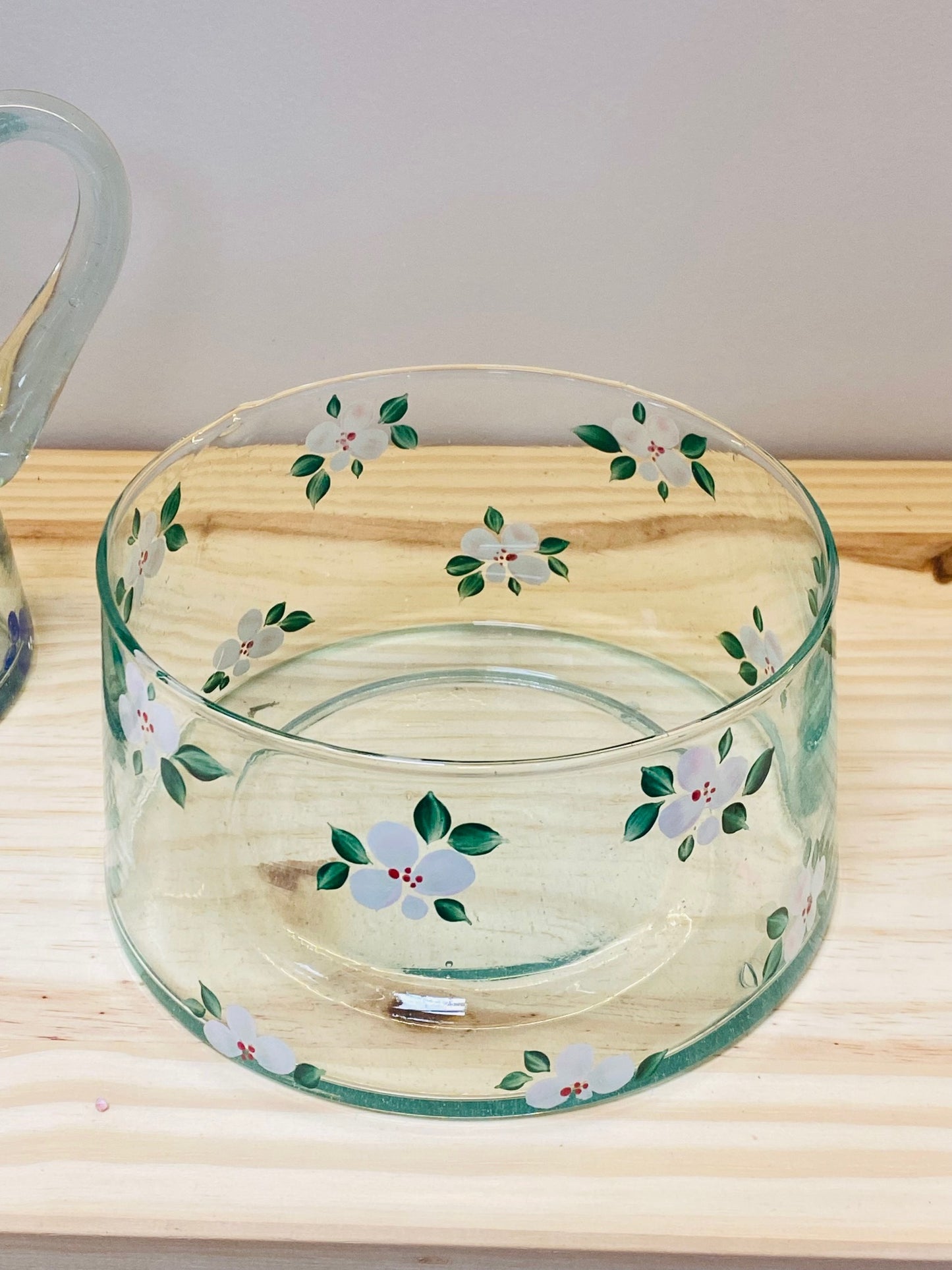 Saladier Verre - Fleurs roses