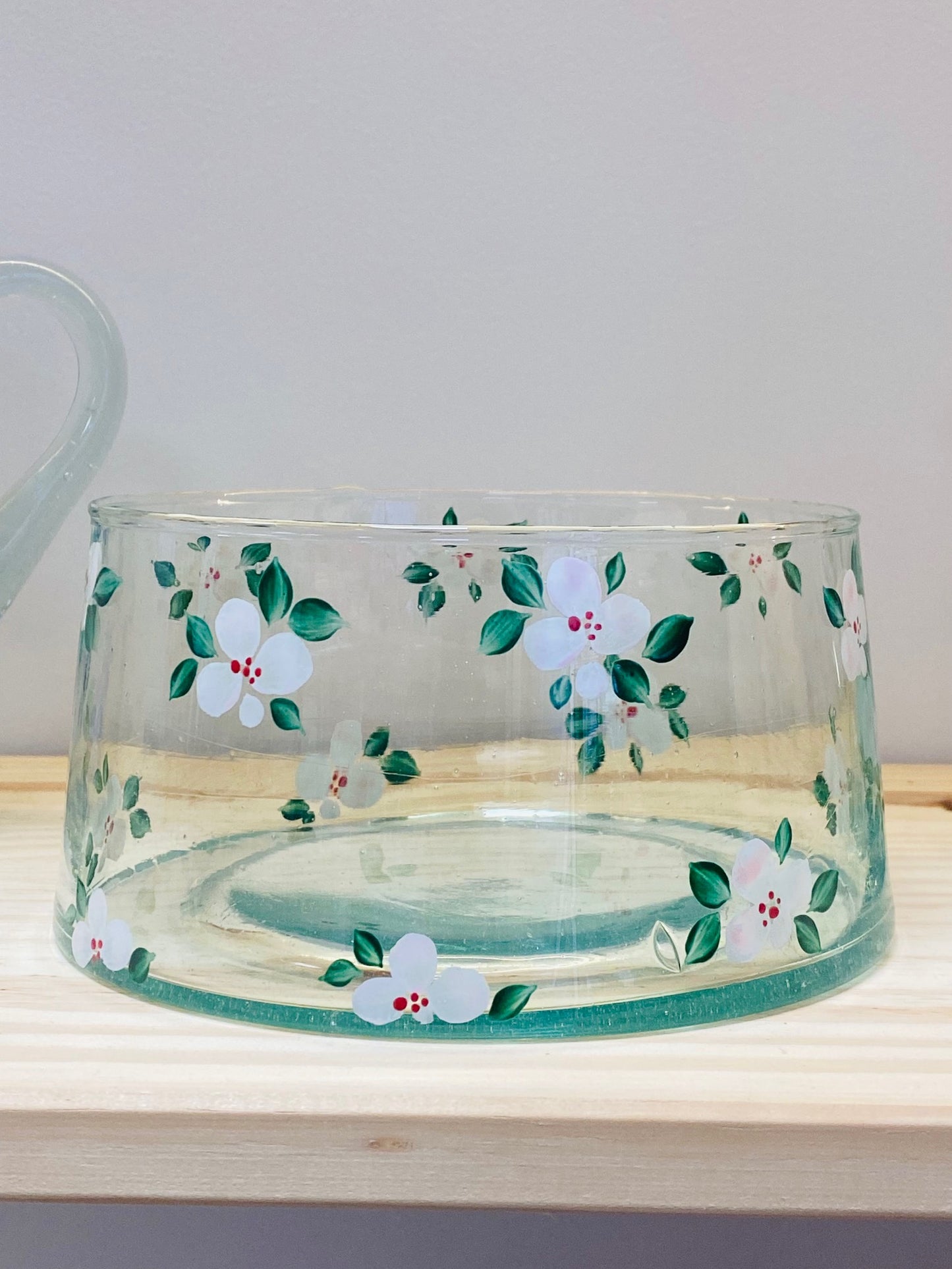 Saladier Verre - Fleurs roses