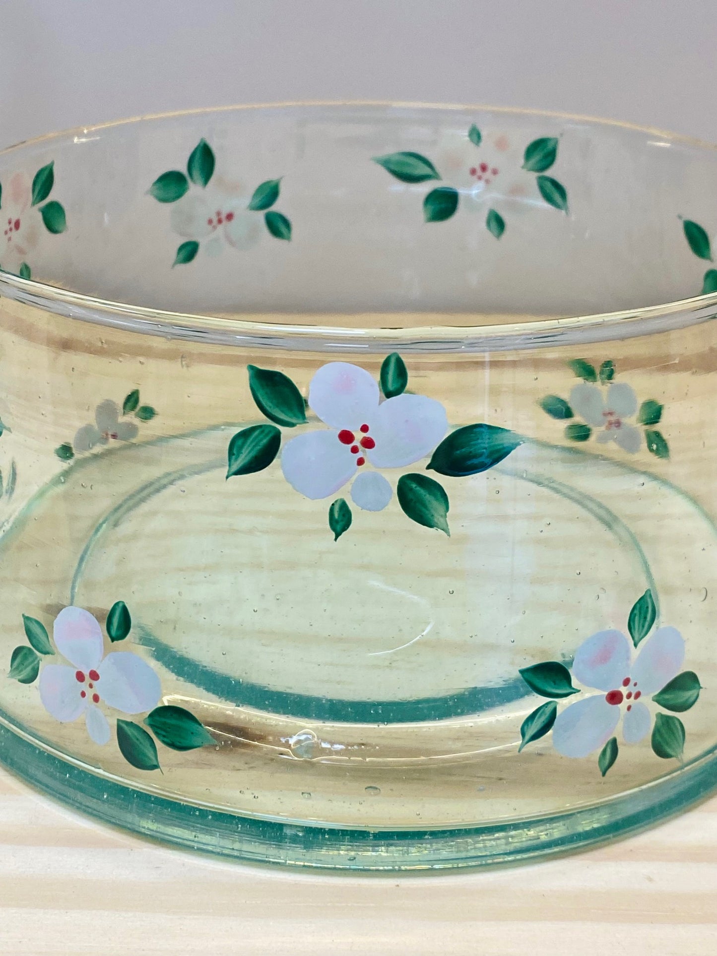 Saladier Verre - Fleurs roses